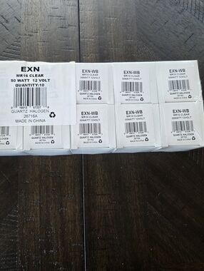​10 Pack EXN MR16 Clear Halogen Bulbs - 50W 12V 2-Pin Base - New